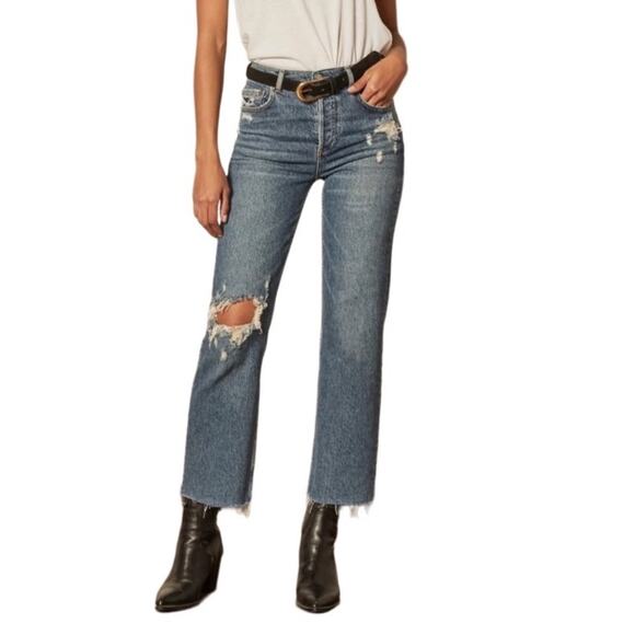 BOYISH High Rise Distressed Wide Leg Jean Women 27  Eco Gorpcore Retro Boho NWT - Picture 1 of 16
